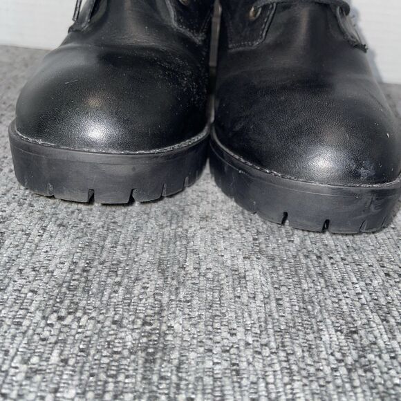 Steve Madden Booties Womens 10 Black Lace Up Leather High Heel Moto Ankle Boots - Picture 3 of 14